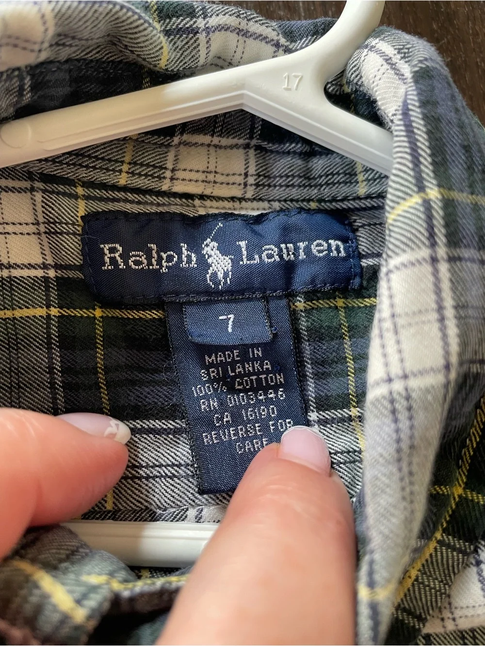Ralph Lauren Navy and Green Plaid Button-Down Shirt